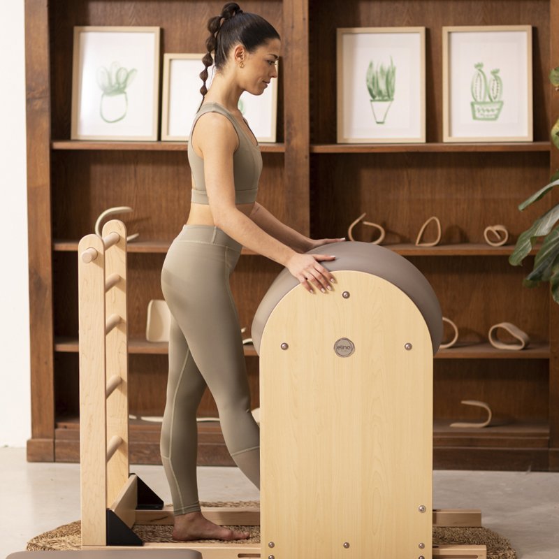 Pilates ladder barrel with wooden base